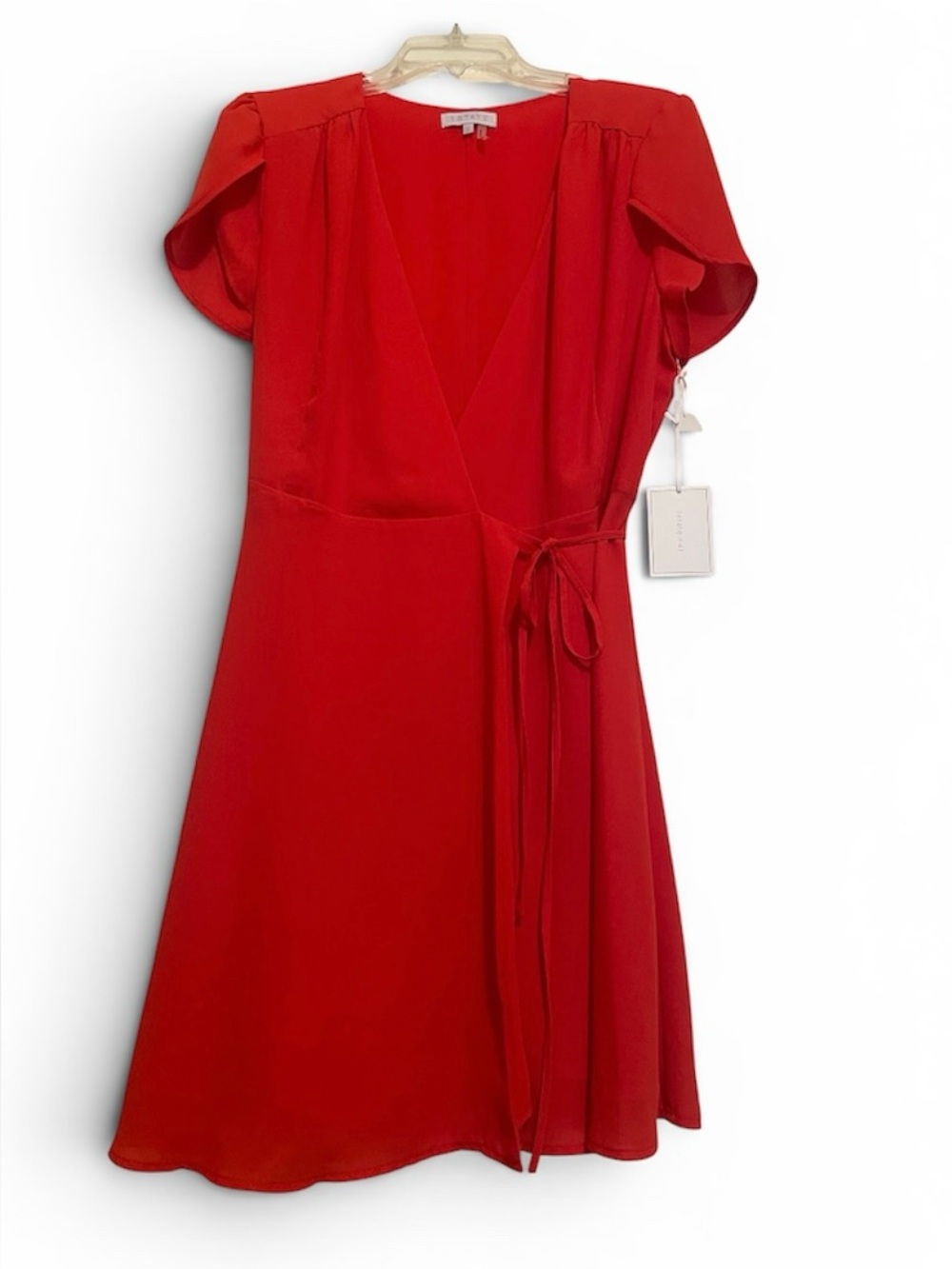 ✨🇺🇸1.STATE V-Neck Wrap Dress in Vibrant Red🇺🇸✨